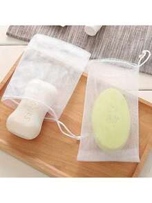 1/5/10pcs Soap Net Bags, Exfoliating Mesh Soap Storage Bags With Drawstring, Easy To Store, Suitable For Bathing & Cleansing, White Soap Bag,Soap Holder. - Multicolor - View 7