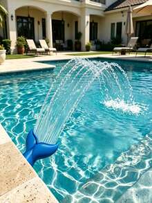 1pc Mermaid Tail Pool Fountain Nozzle, Whale Tail Pool Fountain, Threaded Pool Return Outlet, Direct Screw-On Installation, Uses Pool Circulation Water Pressure To Create Fan-Shaped Waterfall Water Curtain, Oxygenates Pool Water And Lowers Water Temperature, Creates Beautiful Water Landscape Decoration. Summer Essential. Dual Use For Outdoor Private Pool And Garden Water Landscape Decoration, Summer Pool Atmosphere Decoration Accessory. - Multiple Styles - View 1