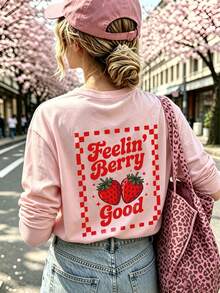 Tween Girl 1pc Printed Long Sleeve T-Shirt, Suitable For Girls' Autumn/Winter Tops, Young Student Children's Clothing, Suitable For Outerwear And Layering - Pink - View 2