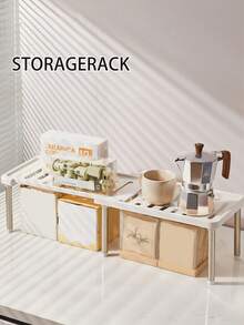 1 paquete Estante de almacenamiento retráctil para cocina, estante de almacenamiento desmontable y expandible, organizador multifuncional debajo del fregadero, divisor de gabinete, estante de almacenamiento para armario, estante de baño, estante ajustable compacto que ahorra espacio, adecuado para cocina, sala de estar, - Multicolor - Ver 5
