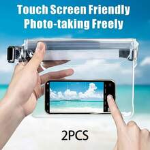 2pcs/PVC Transparent Touchscreen 3-Layer Protective Waterproof Phone Bag, Long Strap For Shoulder/Waist Carry, Waterproof Pouch For Fishing, Water Sports, Beach, Water Park Storage - Clear - View 7