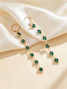 1 Pair Colorful Water Drop Tassel Earrings, Fashionable Colorful Rhinestone Sweet Long Earrings, Lightweight Luxury High-End Earrings For Women - Tassel Earrings - View 1
