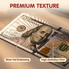 Silver Foil $100 Bill Pattern Waterproof Playing Cards, Premium Metallic Tone Poker Card Set, Suitable For Game Night, Party, Creative Collection - Multicolor - View 4