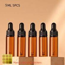 1件/5件裝 1ml 2ml 3ml 5ml 10ml 15ml 20ml 棕色琥珀玻璃可重複填充滴管瓶，精油填充工具，精確劑量控制，防光空瓶，旅行便攜，噴霧瓶，迷你香水 - 棕色 - 查看 11