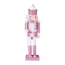1pc 30CM European Style Glitter Nutcracker King Wooden Craft Ornament, Lotus Wood Cartoon Christmas Decoration Small Gift - one-size - View 15