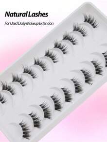 10pcs Natural Half Lash Extensions, Cat Eye Style, Outer Corner Lengthening, Transparent Lash Band, Reusable For Daily Makeup - View 5