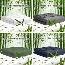 1pc Bamboo Fiber Fitted Sheet, Soft & Cool, Multiple Colors Available, Suitable For Hotel, Bedroom, Dorm, All Seasons - Green - View 1