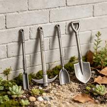 4pcs Mini Shovel Tools, Miniature Model, Realistic Farm Tools, Flower Pot Decor, Suitable For Fairy Garden Decoration, DIY Model Accessories, Autumn Collectible Decor, Outdoor Autumn Decoration, Halloween Home Decor - A - View 3