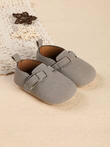 1 Pair Newborn Infant Boy Casual Cute Hook And Loop Shoes, Suitable For Spring And Autumn - Grey - View 3