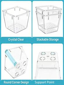 25/16/12/8/4/1pc Transparent Cosmetic Storage Box, Drawer Organizer, Makeup Organizer, Desktop Divider Storage Box, 4 Sizes Stackable Interlocking Storage Tray, Multi-Functional Transparent Divider Storage Box, For Makeup Storage, Office Stationery Storage, Can Be Placed In Room Accessories, Vanity, Home Desk, Kitchen, Office, Perfect Gift For Women On Holidays - Multicolor - View 5