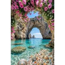 1PC DIY 5D Diamond Painting Kit Floral Ocean Scene Pattern - Round Full Diamond Art Mosaic Craft, Home Wall Decor, Frameless - No Frame - View 7