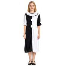Women Dress Costume Halloween Cosplay Black White Dress Uniform Short Sleeve Outfit With Necklet - Multicolor - View 10