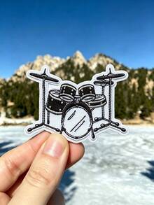 1pc Drum Kit Rock Patch Genre Music Musician Embroidered Iron On - Multicolor - View 7