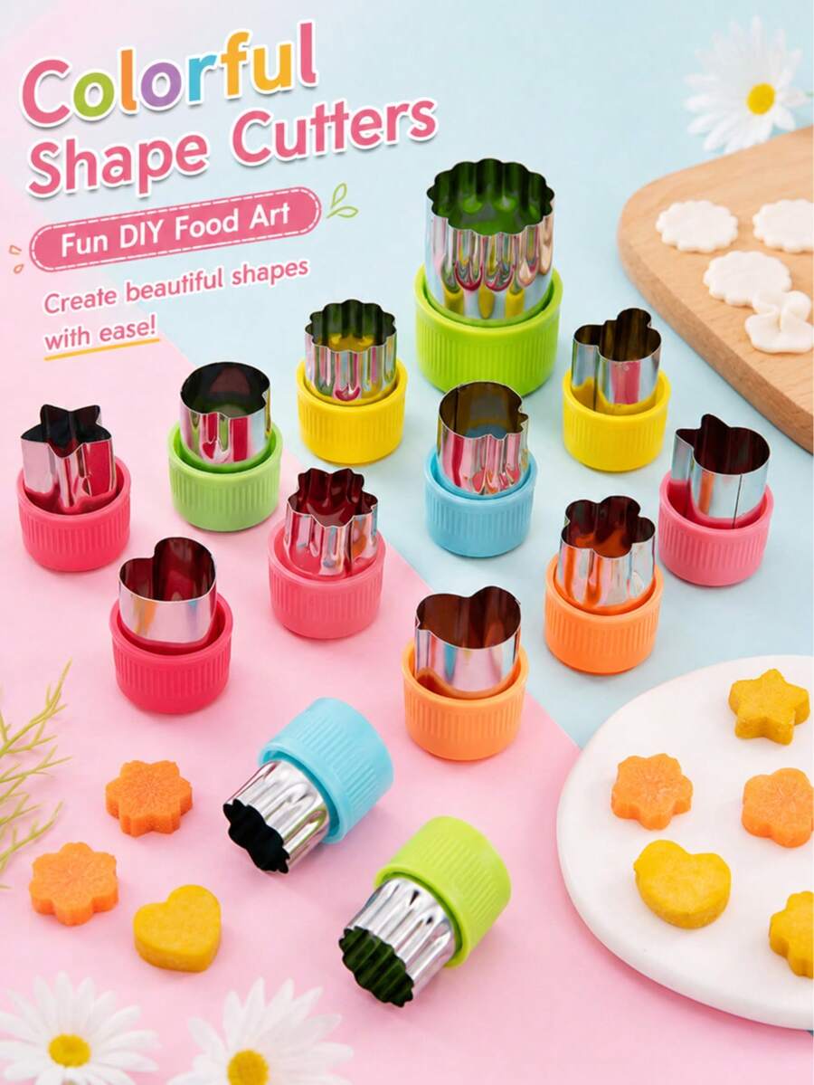 Stainless Steel Vegetable Cutter, Durable Food Cutting Tool Set, Suitable For Fruits, Cookies, Cakes And Vegetables, DIY Baking Cookie Molds, Creative Kitchen Tools, Suitable For Meal Preparation, Pastries, Bento, Party Snacks And Food Decoration