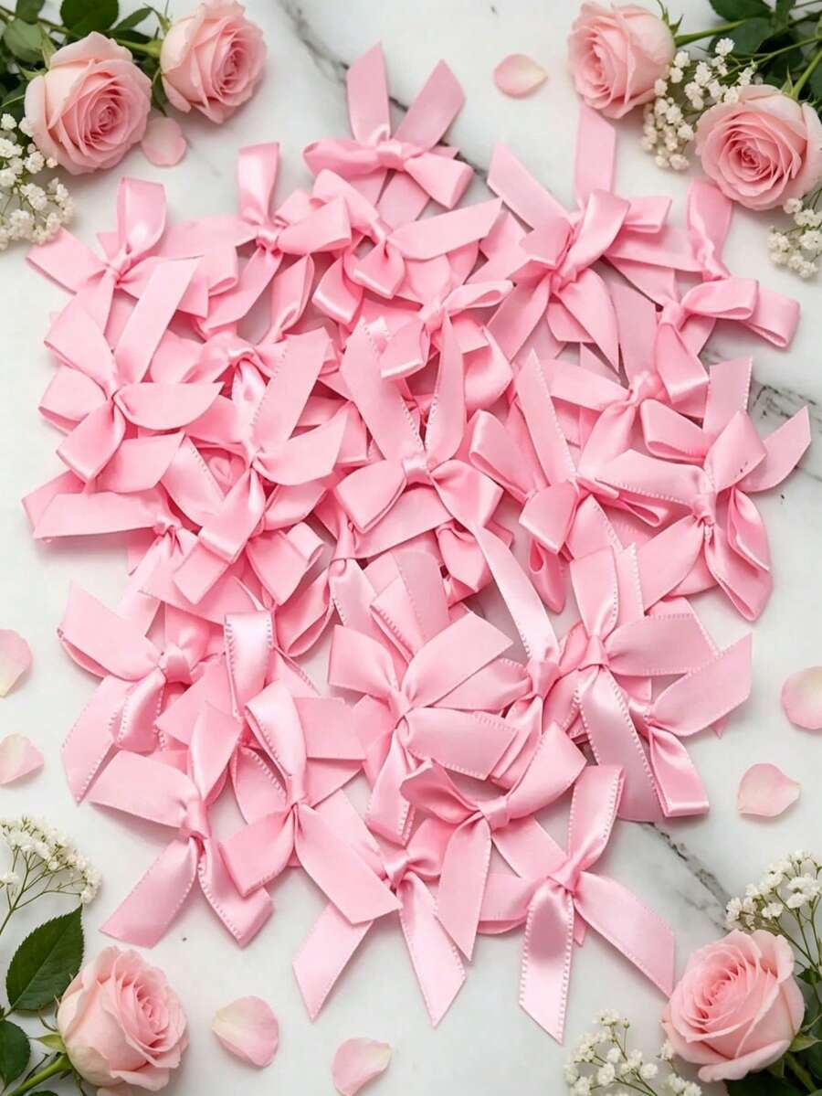 (100pcs/Pack, 50pcs/Pack) 4cm Ribbon Bows, Multiple Colors Available, Suitable For Gift Decoration And Making Hair Clips, Headbands, Valentine's Day Gifts