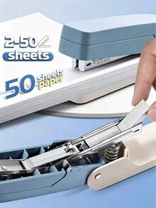 360° Rotatable Macaron Two-Tone Stapler With 24/6 Standard Staples, Random Color, Labor-Saving Portable Binding Machine, Durable Stationery For Notebook Paper Office Back To School Season Use - A - View 5