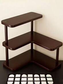 Three-Tier Wooden Shelving Unit, Desktop Cosmetics Organizer, Beauty And Skincare Product Display Rack, Multifunctional Spice Rack And Countertop Organizer, Suitable For Bedrooms, Bathrooms, And Home Organization, Freestanding Shelving Unit - Multicolor - View 8