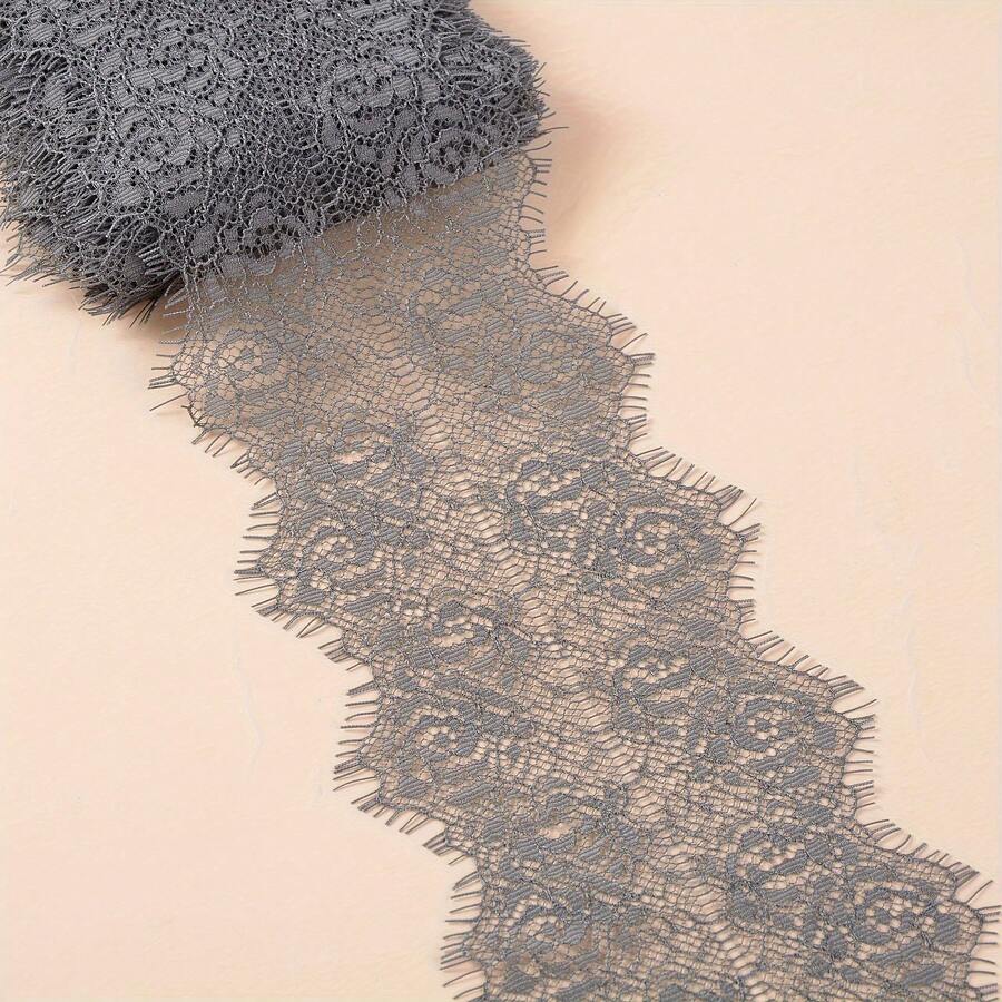 1/3" 柔軟睫毛蕾絲飾邊(無彈性),花卉蕾絲縫製用,透明蕾絲緞帶(適用於DIY婚禮裝飾),服飾配件蕾絲布料(適用於內衣、洋裝、面紗與手工藝品),精緻扇形蕾絲飾邊 - 多色 - 查看 1