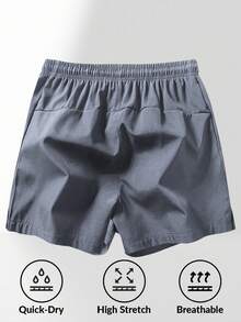 男士運動短褲，夏季 3/4 長度直筒褲，抽繩腰頭附拉鍊口袋，適合健身、跑步與運動訓練 - 淺灰色 - 查看 2