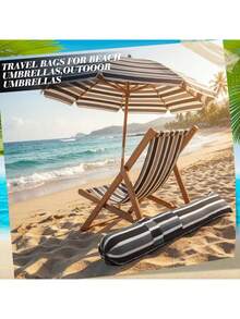JZGZR 2 Pcs Beach Storage Bag Foldable Waterproof Beach Bag Umbrellas With Wide Padded Shoulder Strap Molded Carry Handle Summer Stripe Patio Storage Carrying Covers(Black And Gray) - Black and Gray - View 5