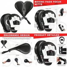 4 Pcs Boxing Pads Taekwondo Kick Pads Set Curved Focus Punching Mitts Martial Arts Kicking Targets Sparring Mat For Men Women - Black - View 2