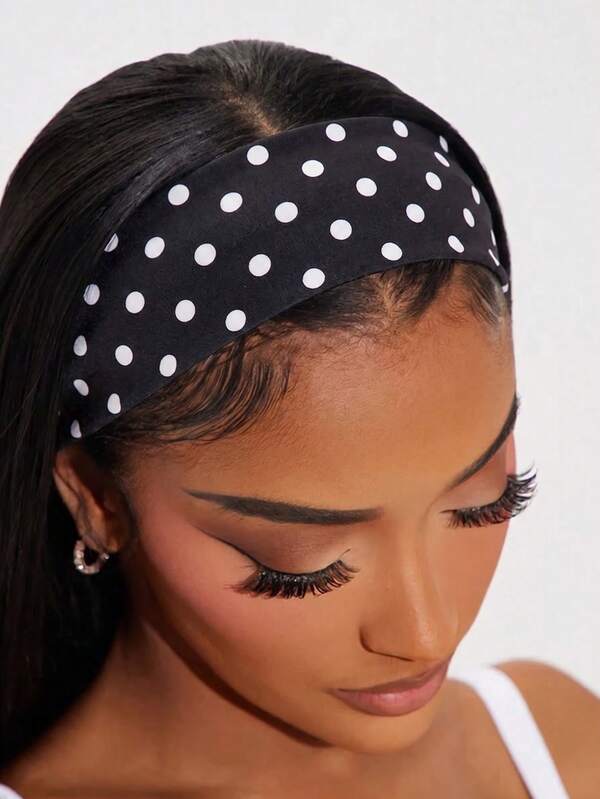 1pc Women's Polka Dot Loose Elastic Headband, Vintage Fashion Style, Non-Slip, Soft Headband, Hair Accessory, Suitable For Daily Wear, Makeup, Yoga, Summer, Women's Vintage Polka Dot Elastic Headband, Anti-Slip Soft Silky Yoga Running Sports Fitness Headband, Home Face Washing Makeup Multi-Functional Fashion Hair Accessory, High Elasticity No Tightness Suitable For All Head Shapes, Easily Fixes Loose Hair And Modifies Hairline (Size 1.8cm X 3.1cm)
