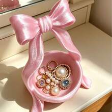 1pc Bowknot Decorative Storage Tray 2D Acrylic Flat Ornament, Girly Style Storage Box, Cute Decorative Storage Plate, Vanity Decor Accessory, Home Decor Bathroom Supplies - Multicolor - View 4