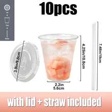400ml Set Transparent Cup With Lid And Straw, Straight Lid Ice Drink Cup, [Reusable] Smoothie Cup, Suitable For Cold Drinks, Juice And Milkshakes - Halloween/Christmas/Birthday Party Essential - Clear - View 14