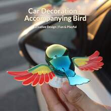 1pc New Hot-Selling Multi-Functional Car Companion Bird Exterior Decoration, Electric Car Ornament, Rearview Mirror Top Car Accessory, Novel And Interesting Toy, Car Owner's First Choice - Multicolor - View 7
