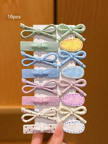 16pcs Minimalist Korean Style Colorful Hair Clips, Sweet Style Hair Accessories Suitable For Daily Wear, Hair Clips For Girls, Random Color And Style - Multicolor - View 7