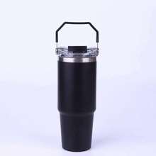 1pc Oversized Insulated Tumbler, High-Capacity Water Bottle With Handle, Suitable For Hot Water, Thick Straw Cup For Home Use - Multicolor - View 30