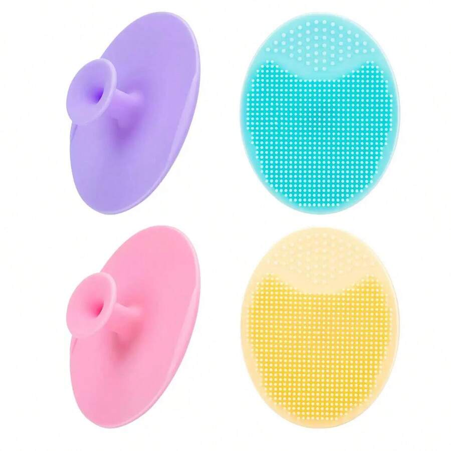3pcs Silicone Facial Massage Brush With Suction Cup | Gentle Exfoliating Facial Brush, Suitable For Cleansing Face And Body During Shower, Skincare Tool - Multicolor - View 1