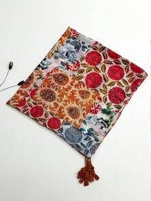 1pc Simple Printed Women's Scarf, Fashionable New Style Sun Protection Beach Shawl, Linen Feel Silk Scarf For Women - Red - View 5