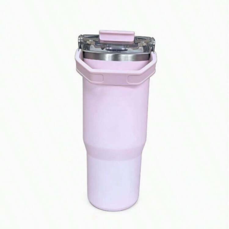 1pc Oversized Insulated Tumbler, High-Capacity Water Bottle With Handle, Suitable For Hot Water, Thick Straw Cup For Home Use - Multicolor - View 42