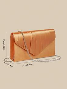 1 pieza Bolso de noche naranja para mujer, bolso de mano de satén de alta gama con diseño de solapa, adecuado para vacaciones, temporada de vacaciones, verano, playa, desplazamientos de negocios y otras ocasiones, bolso cruzado multifuncional, minimalista casual, playa, fiesta, esencial para vacaciones - Naranja - Ver 6