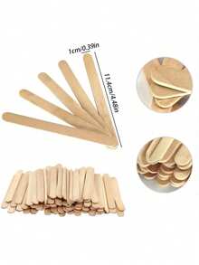 200pcs Natural Wooden Hair Removal Spatulas-Precision Tools For Hair Removal On The Eyebrows And Various Parts Of The Body. Serving As Both An Applicator And A Spreader, They Are Suitable For Use In Spas And At Home-A Summer Hair Removal Essential. - Multicolor - View 6