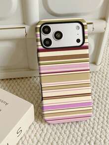Vintage Pink & Green Striped Phone Case PC+TPU 2-In-1 Film Shell Compatible With IPhone 11/12/12PRO/12PROMAX/13/13PRO/13PROMAX/14/14PRO/14PROMAX/14PLUS/15/15PRO/15PROMAX/15PLUS/16/16pro/16promax/16PLUS/17/17pro/17promax/AIR/18pro/18promax - Multicolor - View 4