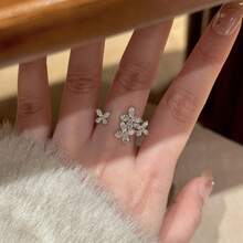 1pc Niche Design Fashion Luxury Exquisite Personalized High-End Minimalist Cubic Zirconia Butterfly Open Ring, Suitable For Women's Daily Wear - Silver - View 3