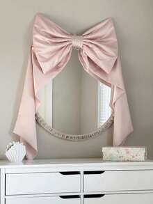 Blush Pink Bow Mirror Decor, Princess Style Bedroom Wall Decoration, Girls Room Soft Furnishing, 1st Birthday Party Decoration, Bow Banner - Multicolor - View 1