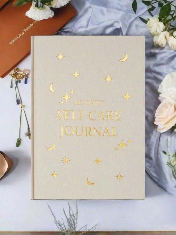 1pc Star My DAILY SELF CARE JOURNAL Notebook, Premium Leather Paper Surface, Gold Foil Letter Page Dividers, Luxury Gold Edged, Undated Planner Inner Pages, Self-Management/Self-Reflection/Gratitude 5 Minutes, Creative Thanksgiving Christmas Gift