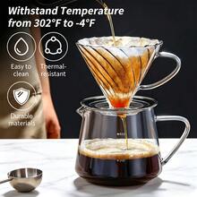 600ML/20OZ 手沖咖啡壺 耐熱硼矽玻璃濾杯附濾紙架 手動咖啡沖泡器 居家與辦公室使用 - 彩色 - 查看 4