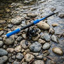 KecchKrezing Blue Travel Fishing Set, Telescopic Fishing Rod And Spinning Reel With Hard Baits, Complete Fishing Tackle Bag, Beginner Camping Gear - Blue - View 3