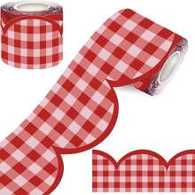 1 Roll [10m] Red/Blue Plaid Decorative Sticker - Perfect For Bulletin Boards, Crafts, Customizable Design, School News Boards And "Encouragement Wall" Decoration - One Size Fits All - View 9