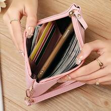 Women's Long Leather Zipper Minimalist Large Capacity Clutch Handbag, Slim Phone Wallet, Long Coin Purse - Multicolor - View 5