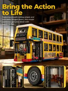 769pcs Luxury Hong Kong Double Decker Bus DIY Building Block Model Ornament, Suitable As Bedroom Decor Or Birthday Gift, Perfect For Birthday/Holiday/Christmas And Halloween Gifts - Multicolor - View 4