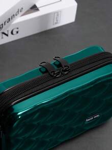 Mini bolso bandolera simple con diseño de rombo, bolso de un solo hombro, bolso de carcasa dura resistente al agua de PVC, casual y versátil para hombres - Verde Oscuro - Ver 8