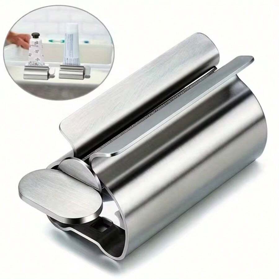 A Hygienic Manual Toothpaste Squeezer, Made Of 304 Stainless Steel, Designed For Easy Rolling. This Lightweight And Durable Bathroom Accessory Helps You Save Effort When Squeezing Toothpaste, Featuring A Stylish Metallic Appearance And Smooth Operation Experience - Squeezer - View 1