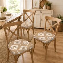 1 pieza Funda elástica estampada para asiento de silla de comedor, protector de cojín de silla elástico desmontable, funda de silla lavable, adecuada para cocina, comedor, decoración del hogar - Multicolor - Ver 3