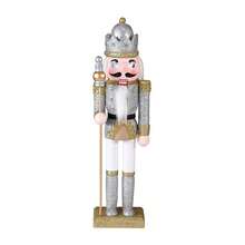 1pc 30CM European Style Glitter Nutcracker King Wooden Craft Ornament, Lotus Wood Cartoon Christmas Decoration Small Gift - one-size - View 6
