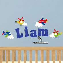 Custom Airplane Name Wall Decal Personalized Aviation Sticker Boy Room Playroom Decor(Sticker Only) - Multicolor - View 4